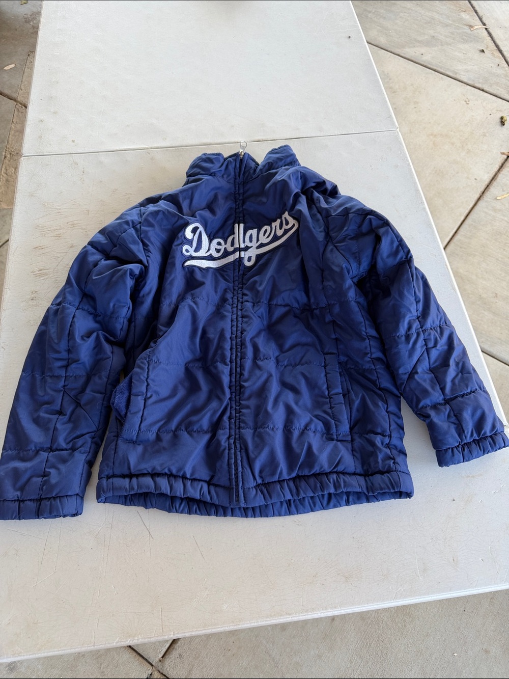 Majestic Los Angeles Dodgers Youth Puffer Jacket in Navy Blue